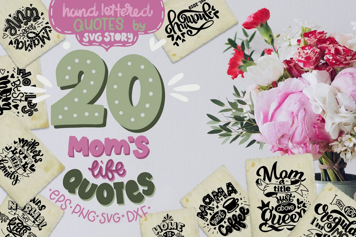 Mothers day svg mom bundle hand lettered Mother's life example image 1