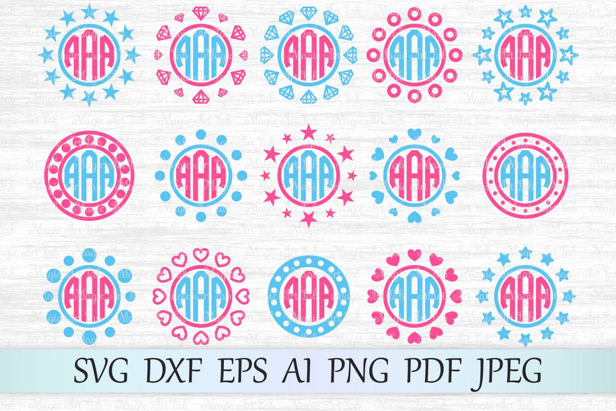 Download Monogram frames SVG, Circle monograms cut file, Monogram DXF