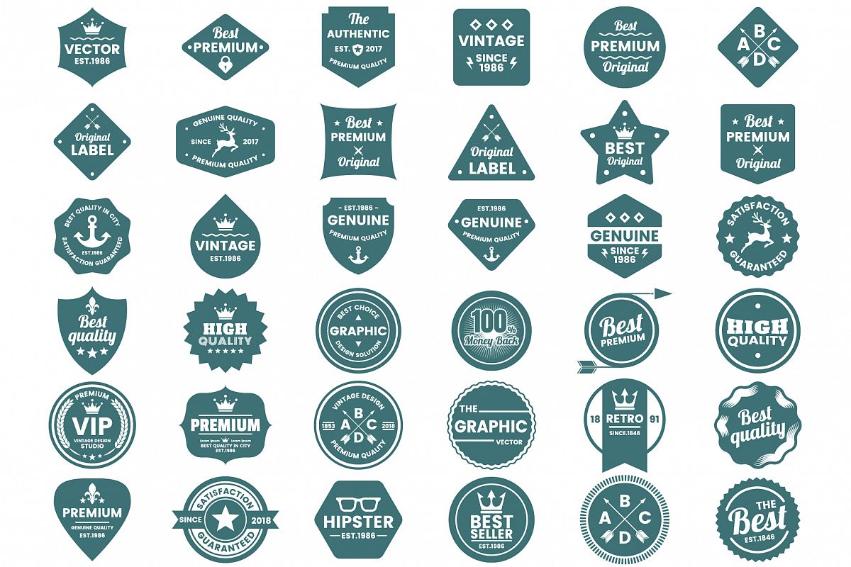 Vintage Badge & Objects Vector Set example image 1