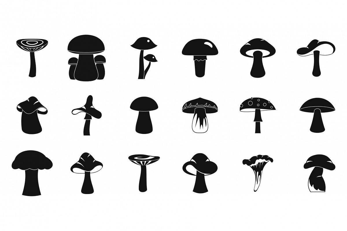 Mushroom icon set, simple style example image 1