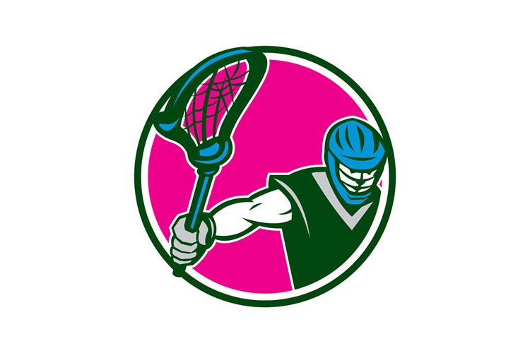 Lacrosse Player Crosse Stick Circle Retro example image 1