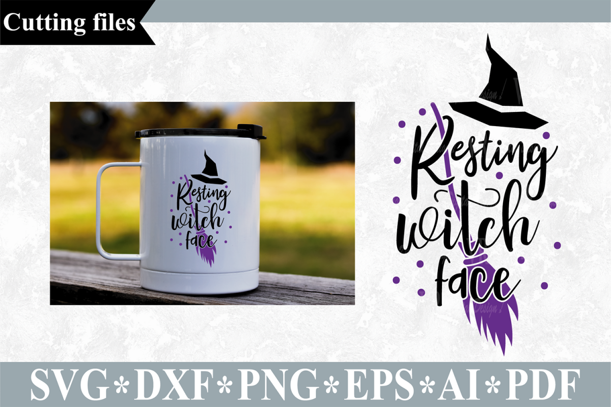 Resting witch face SVG, Halloween cut file example image 1