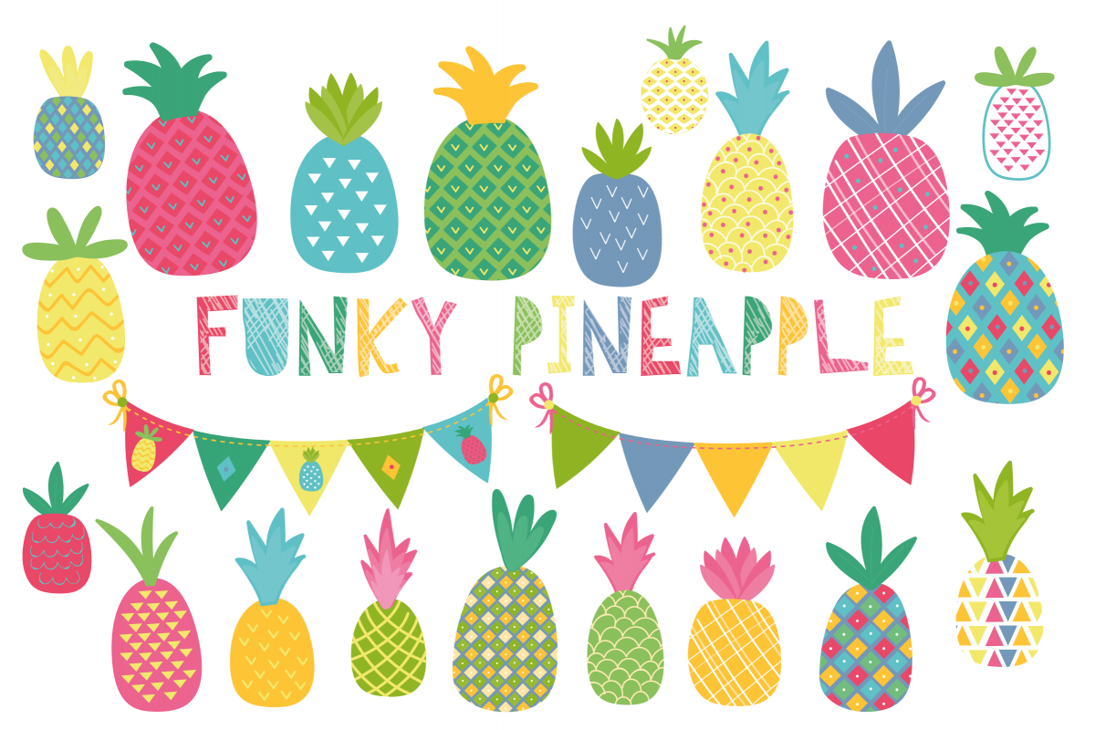 Funky Pineapple clipart and paper set