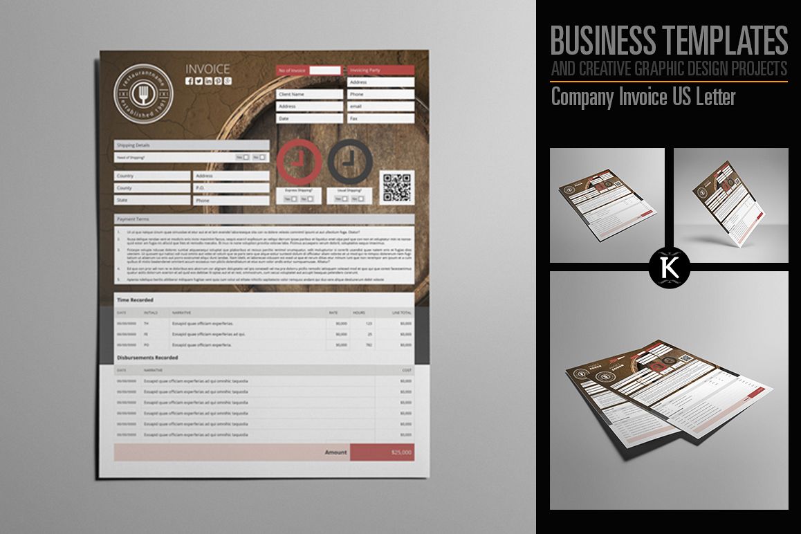 Company Invoice US Letter example image 1