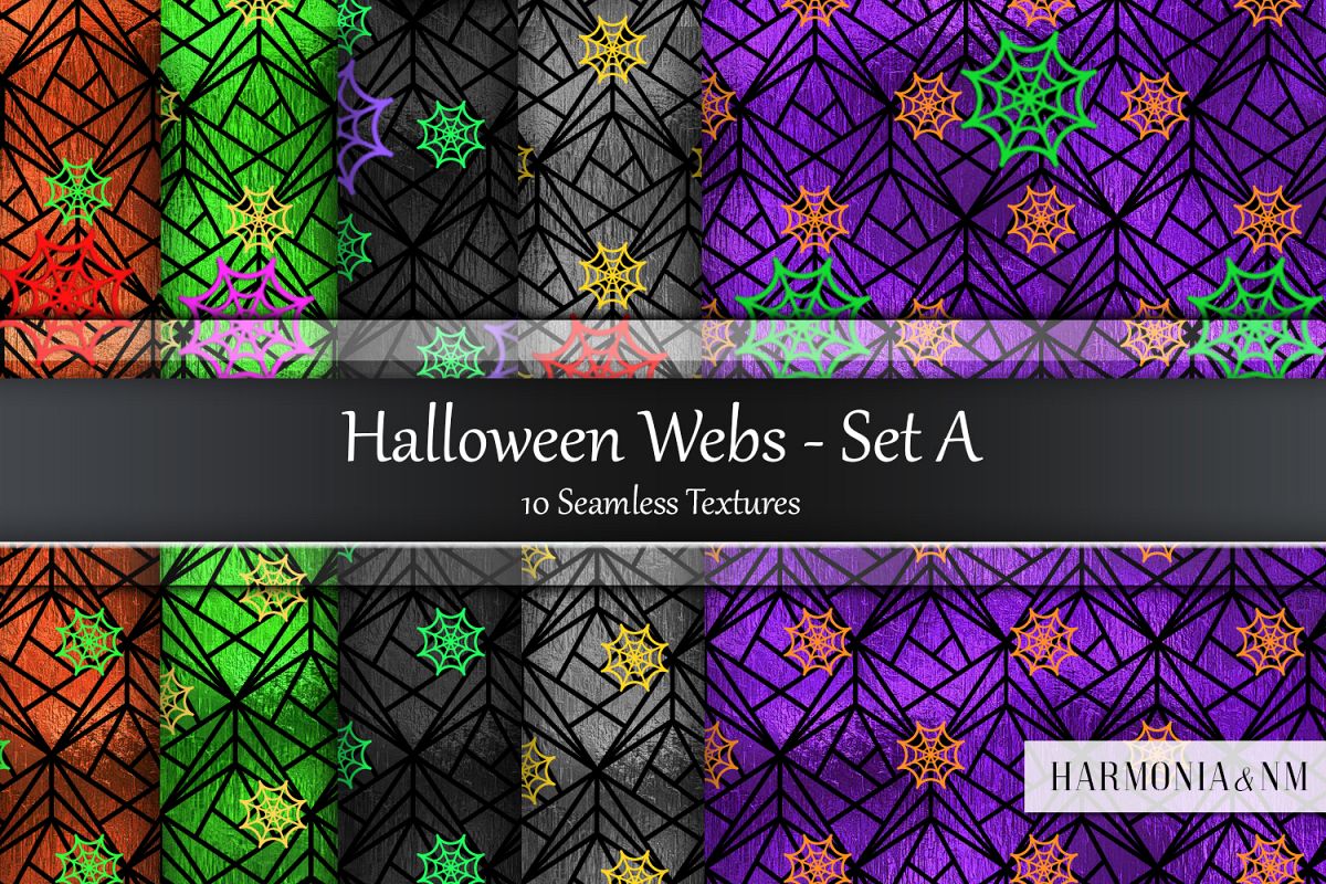 Halloween Webs Set A Seamless Textures example image 1