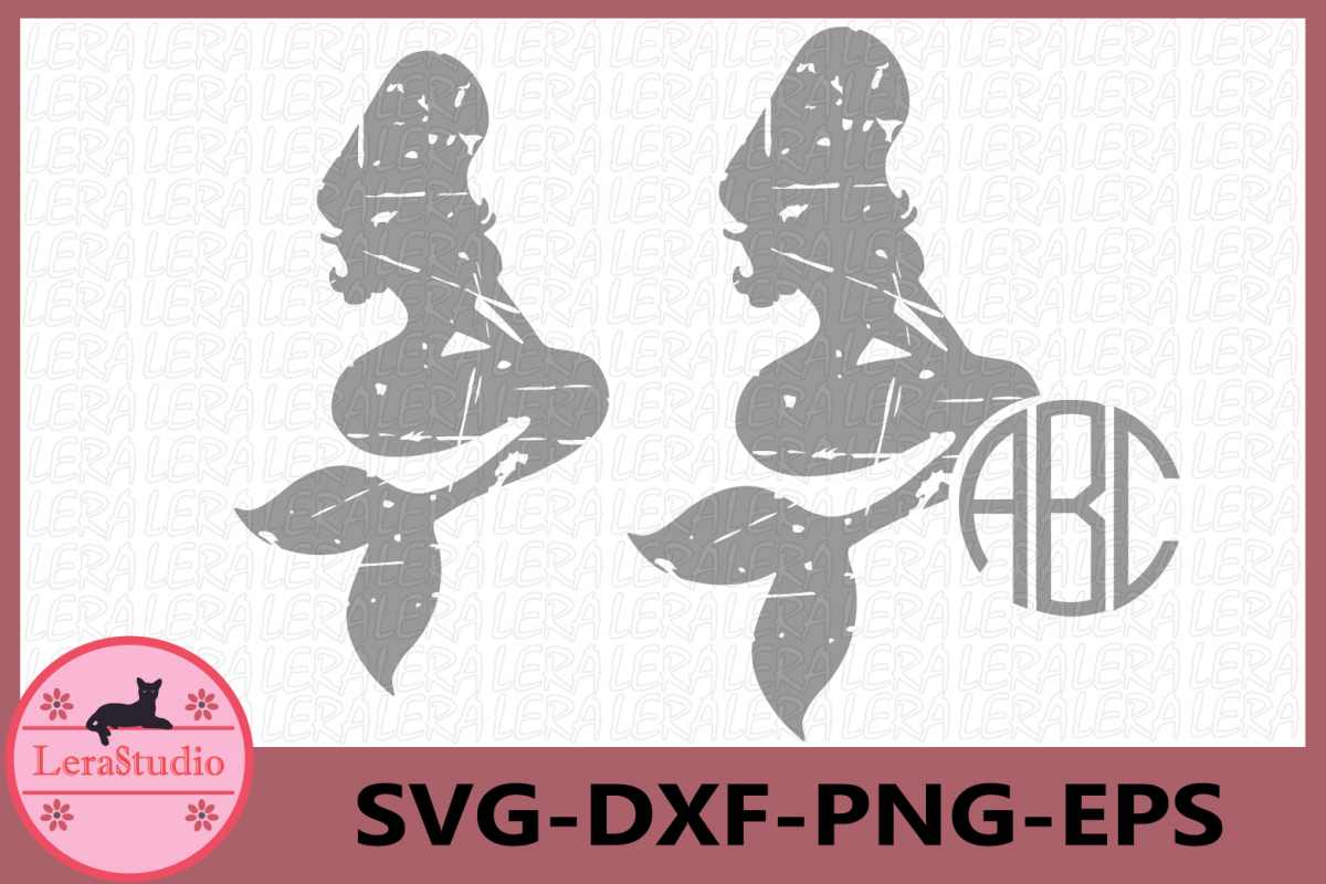 Mermaid Grunge Svg, Beach svg, Mermaid Distressed Svg example image 1