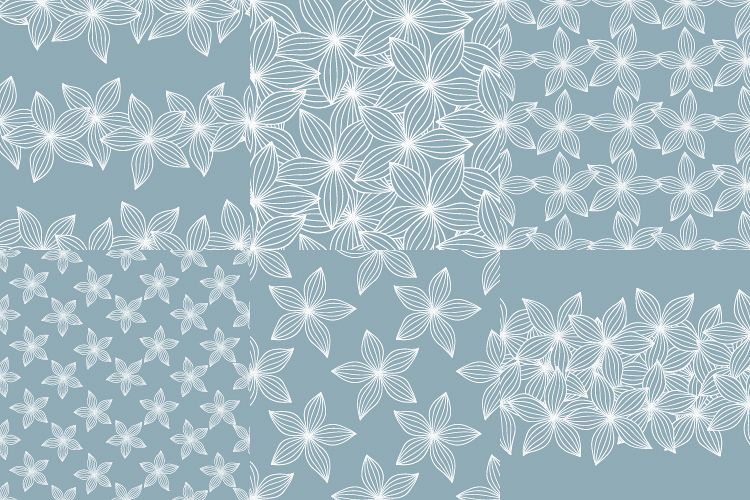 Seamless floral blue pattern. Flowers background. example image 1