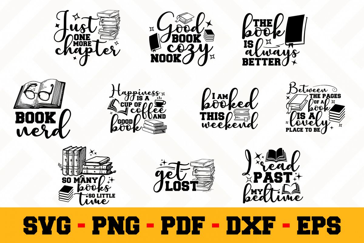 Book Lover 10 Designs Pack | Reading SVG Bundle example image 1