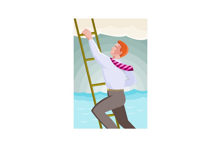 Businessman Officer Worker Climbing Ladder example image 1