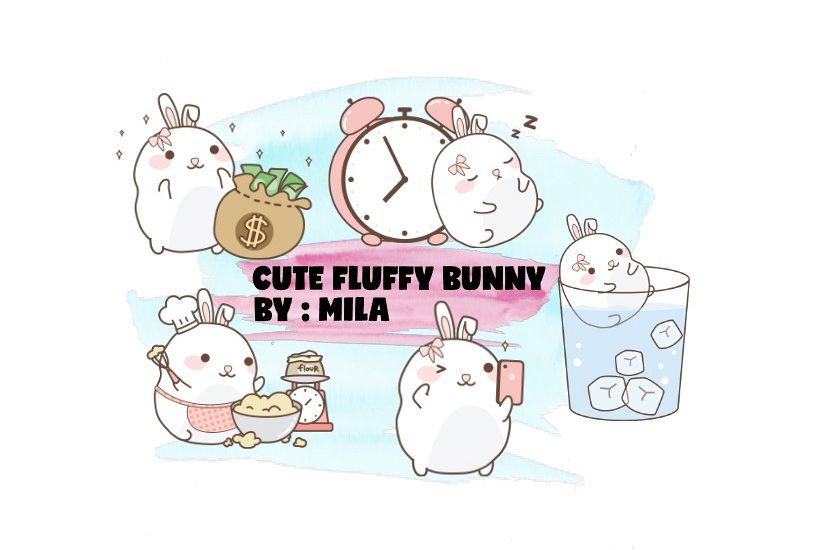 KAWAII BUNNY CLIPART BUNDLE PNG example image 1