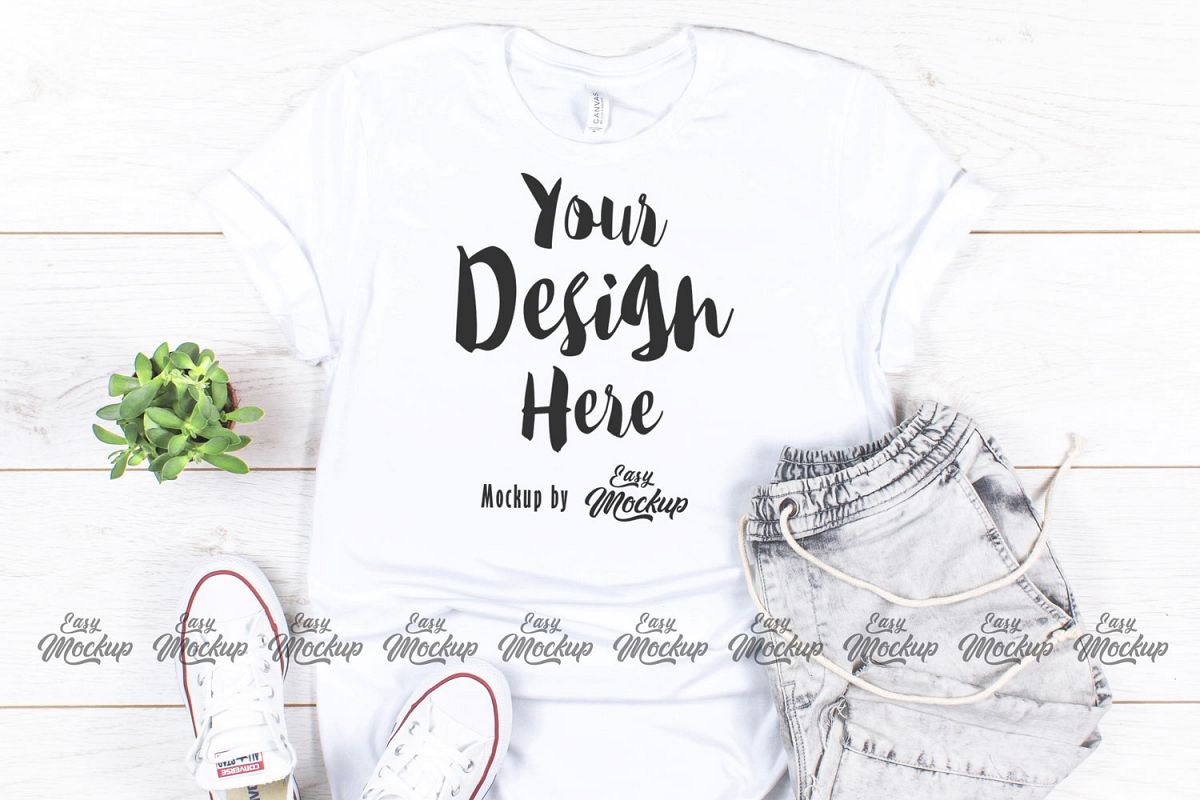 White Bella Canvas 3001 T Shirt Mockup example image 1