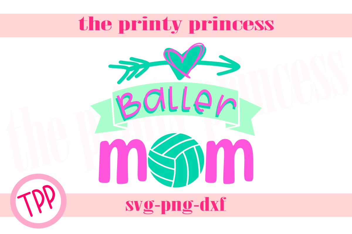 Volleyball Baller Mom svg, Volleyball svg Volleyballdesign example image 1