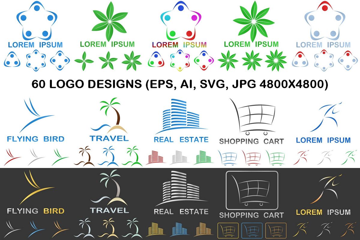 60 business logo designs (EPS, AI, SVG, JPG 4800x4800) example image 1
