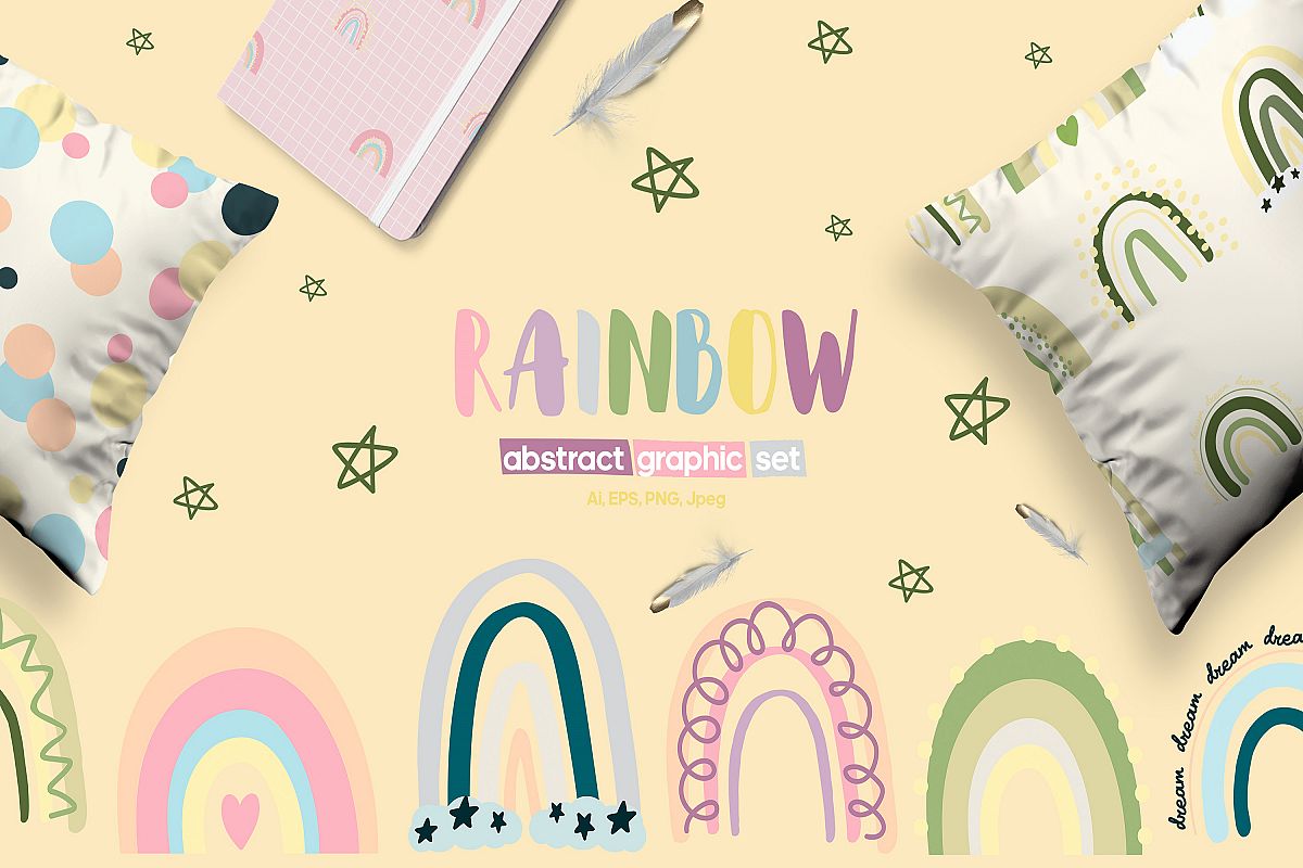 PASTEL RAINBOW. Abstract Graphic Set example image 1