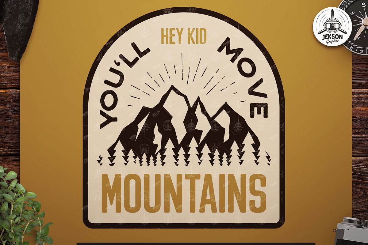 Retro Mountains Adventure Badge / Vintage Travel Logo Patch example image 1
