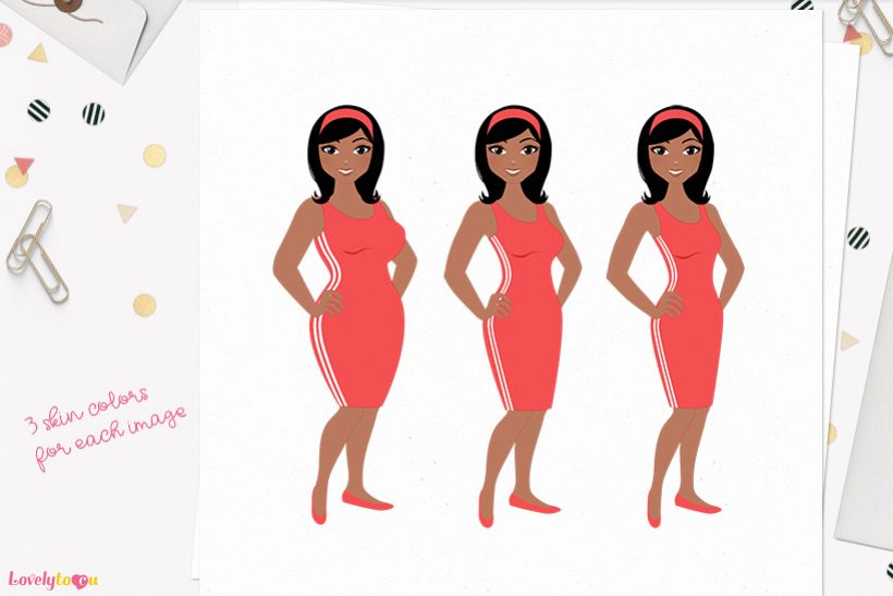 Woman weight loss character clip art L088 Wendy example image 1
