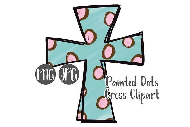 Hand Drawn Easter Cross Clipart - Painted Dots #2 example image 1