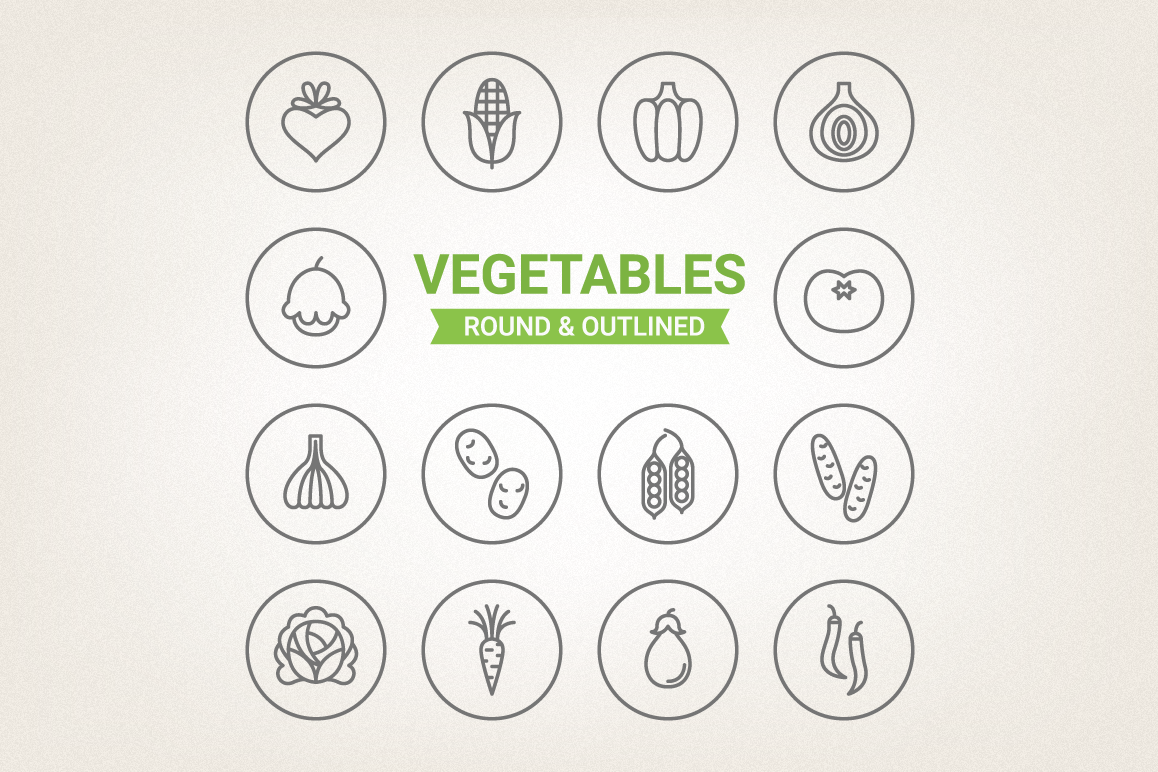 Circle Vegetables Icons example image 1