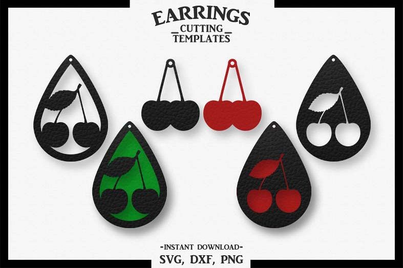 Download Cherry Earrings, Silhouette, Cricut, Cut File, SVG DXF PNG