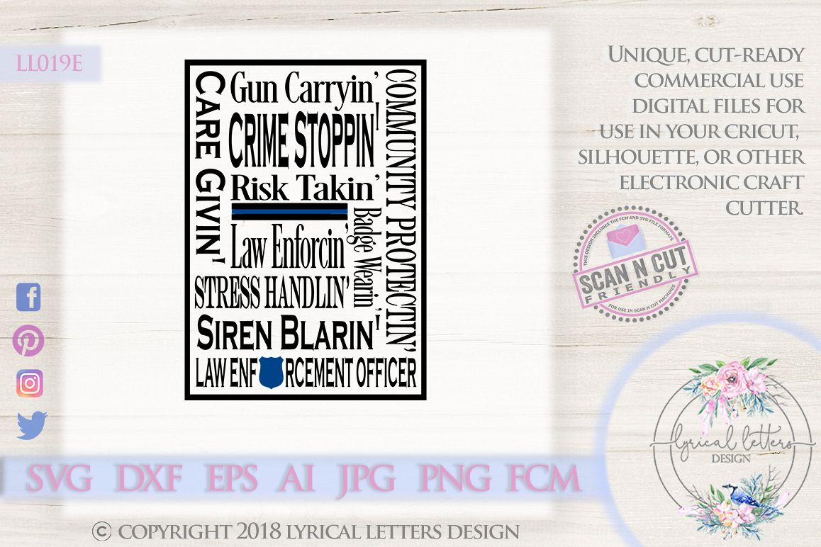 Law Enforcement Police Subway Art SVG DXF Cut File LL019E example image 1