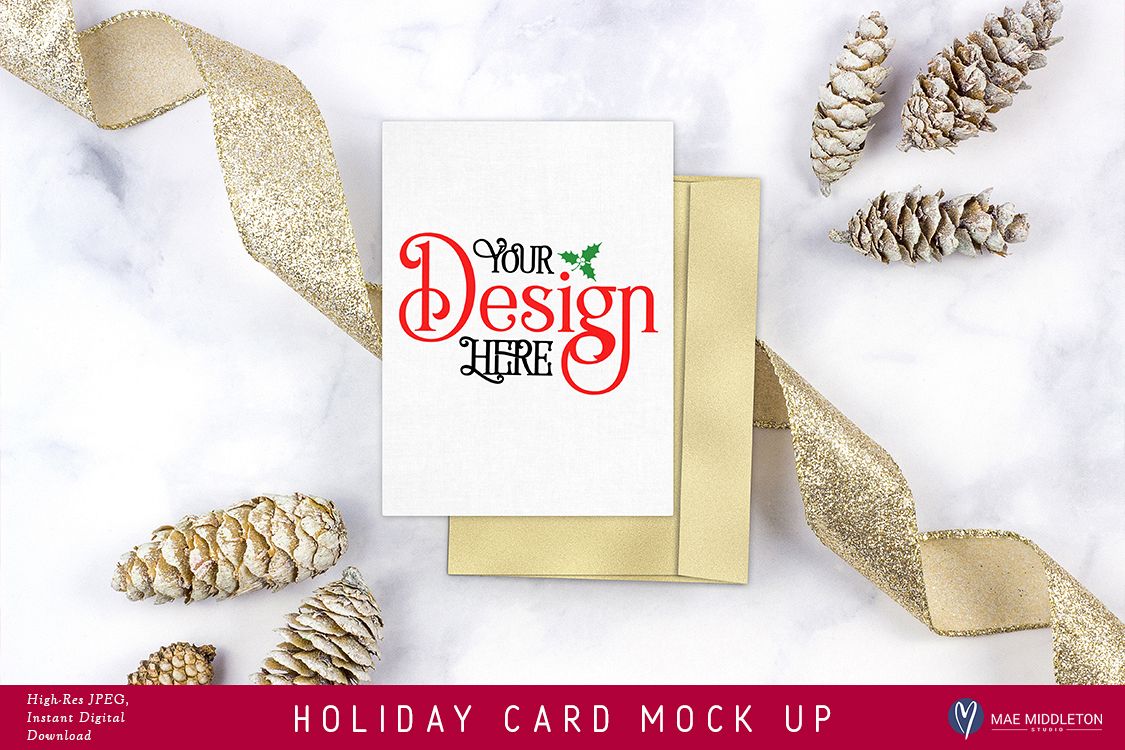 Holiday / Christmas Card / Stationery Mock Up example image 1