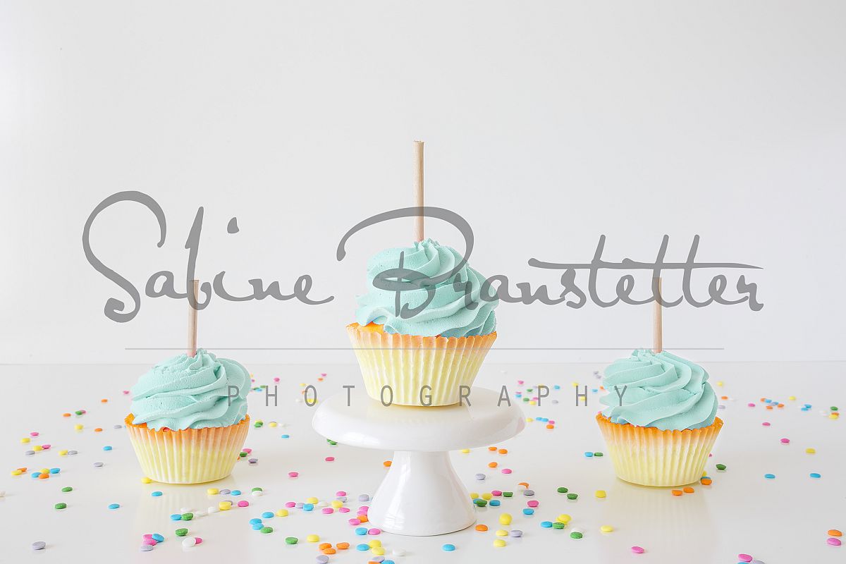 Styled Stock Photography 3 Blue Cupcakes Mockup example image 1