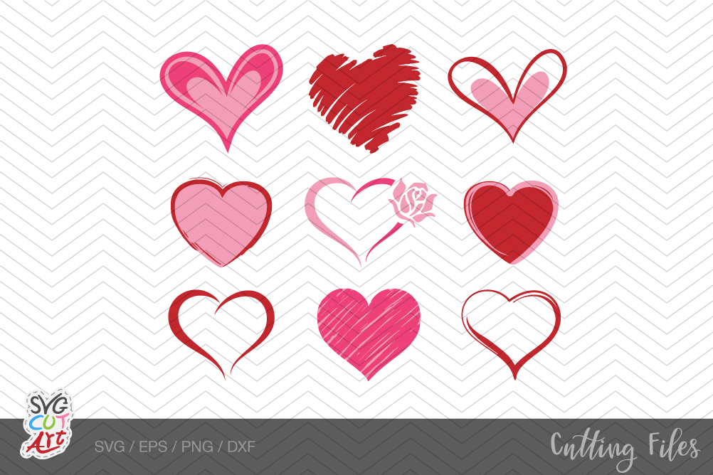 Hearts svg - Valentine hearts svg - Doodle hearts