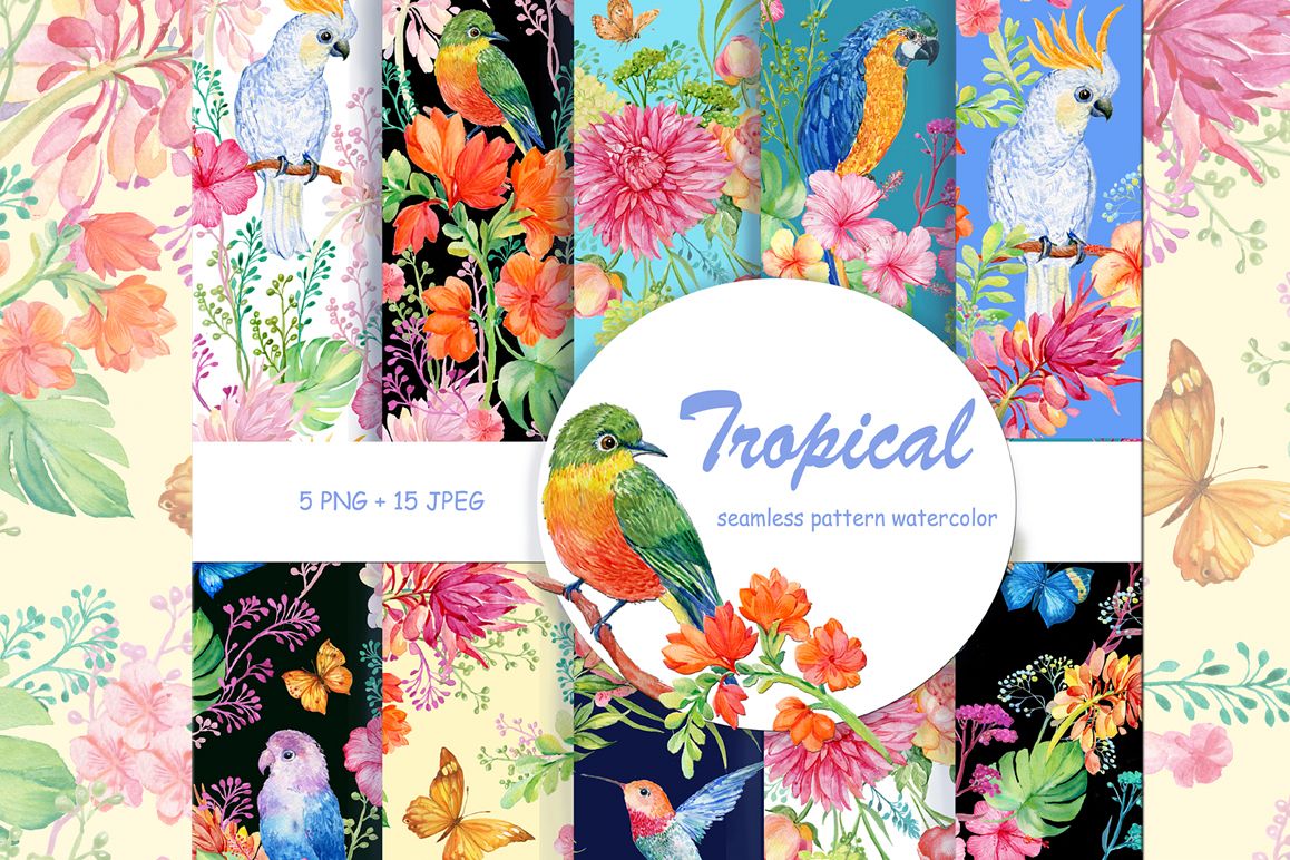 tropical patterns watercolor example image 1