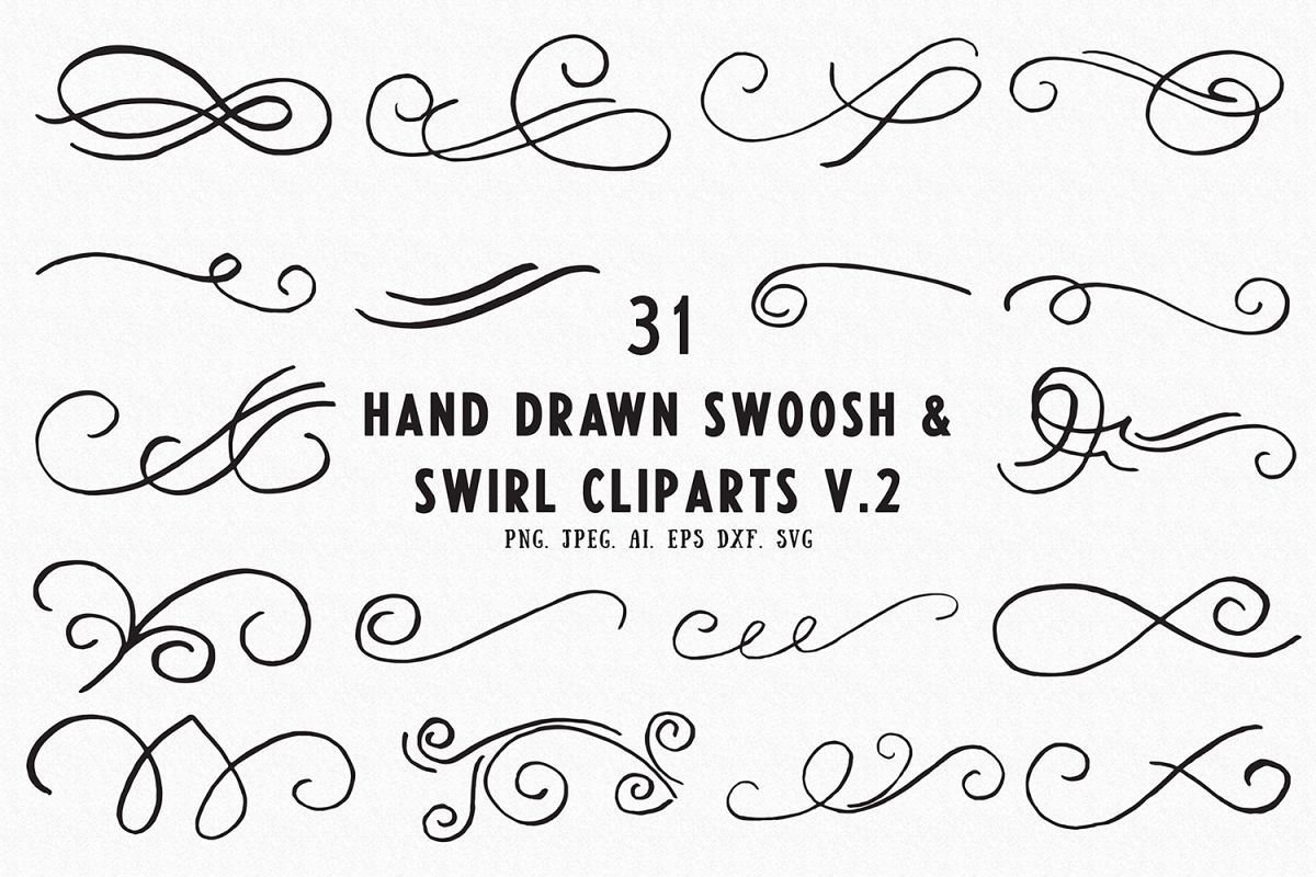 31 Hand Drawn Swoosh & Swirl Cliparts Ver. 2 (312575) | Illustrations ...