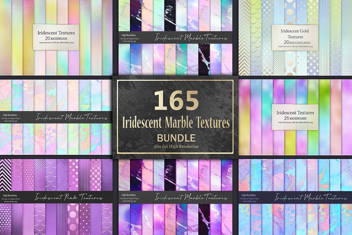 Iridescent Marble Textures BUNDLE example image 1