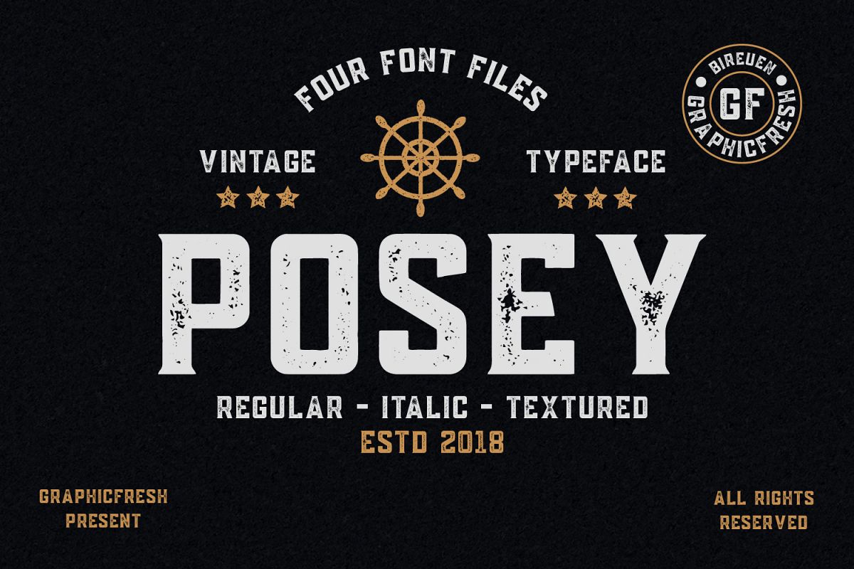 Posey - Vintage Type | 4 Font Files example image 1