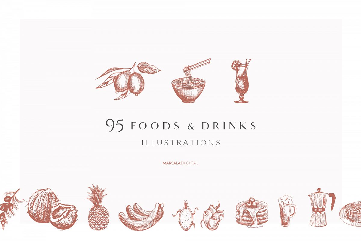Foods & Drinks Logo Elements Handrawn Graphics example image 1