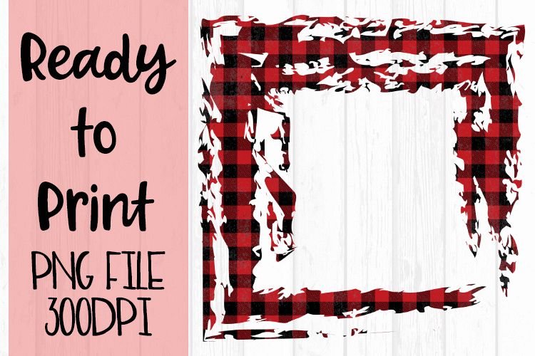 Red Open Buffalo Plaid Frame Ready to Print example image 1