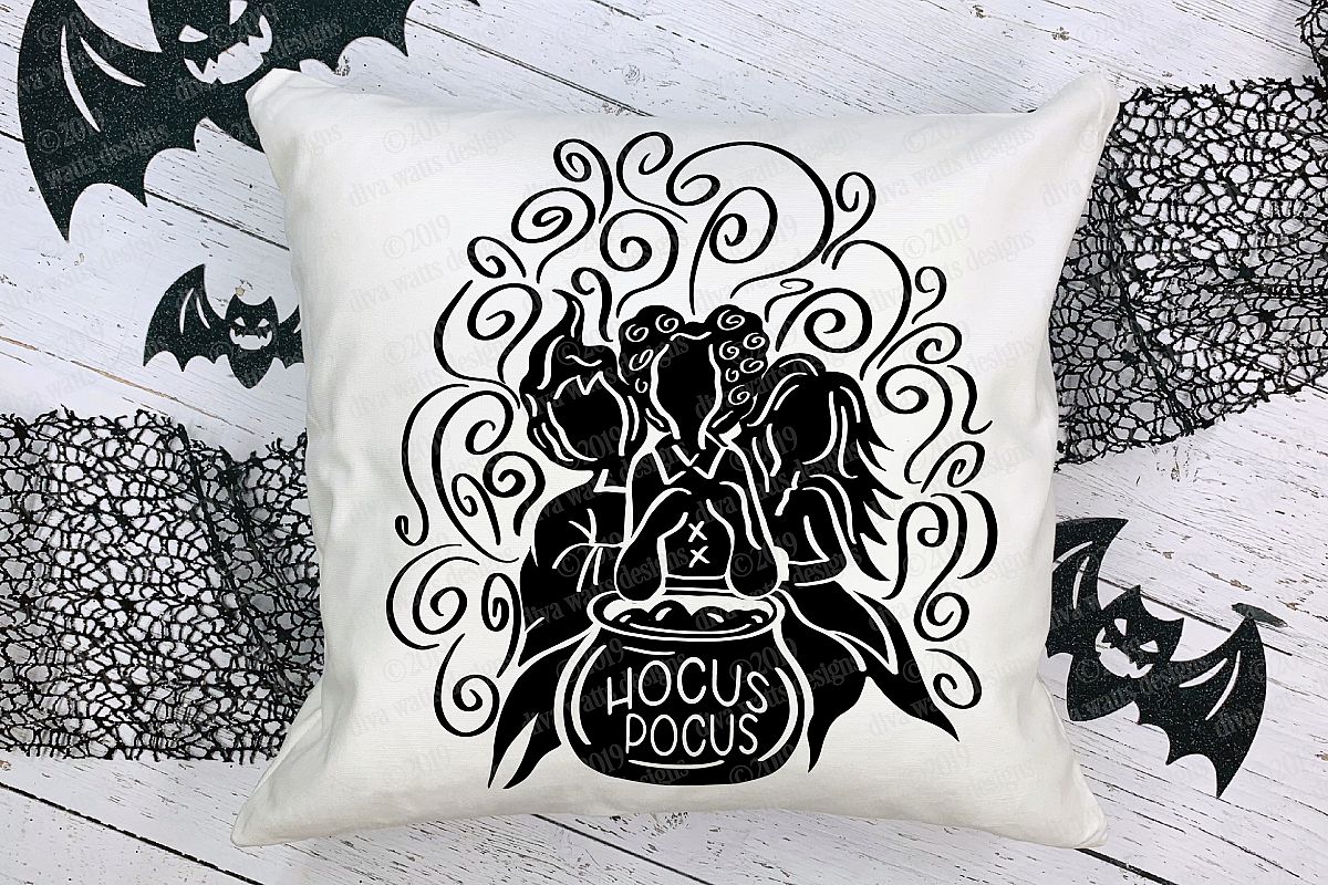 Hocus Pocus Witches Witch Cutting File Caldroun & Swirls example image 1