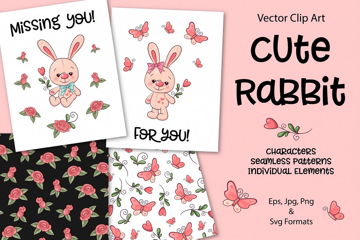 Cute Rabbit - vector clip art example image 1