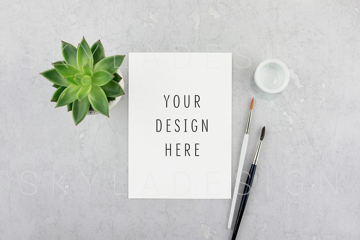 Feminine artist mockup flatlay, styled stock example image 1