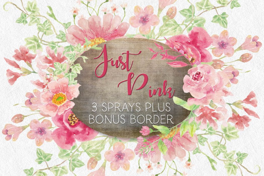 'Just Pink' sprays: watercolor floral sprays in pink tones example image 1