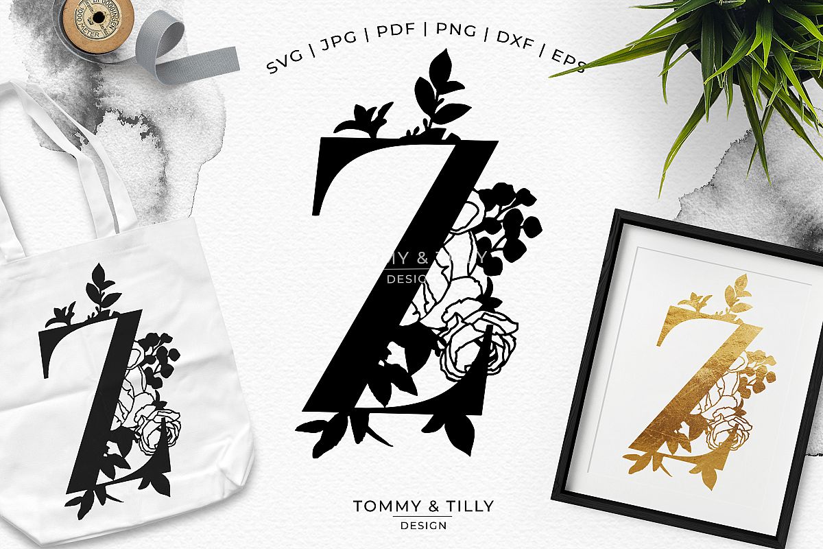 Z Bouquet Letter Design - Paper Cut SVG EPS DXF PNG PDF JPG example image 1