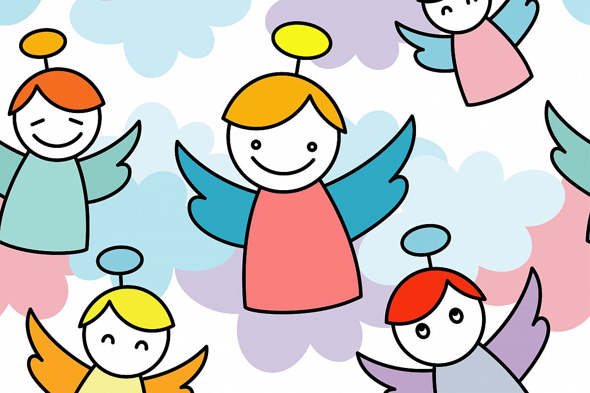Christmas Angels. Seamless vector background with Angels. example image 1