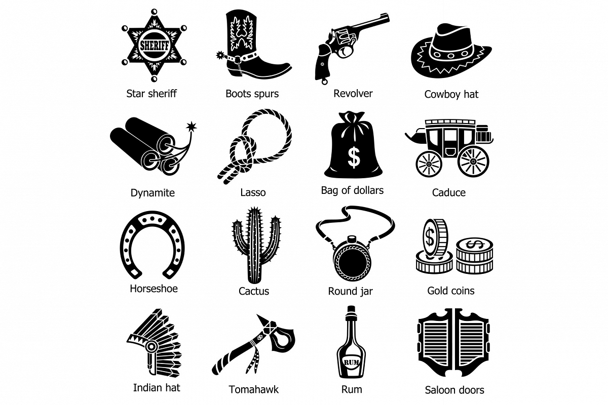Wild west icons set, simple style example image 1