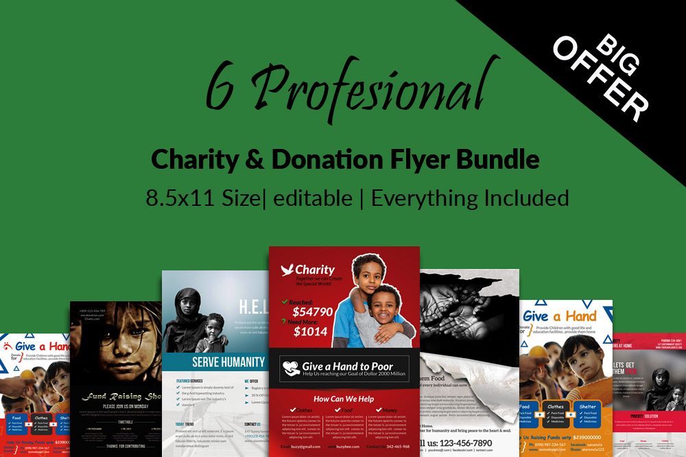 6 Charity & Donation Flyers Bundle example image 1