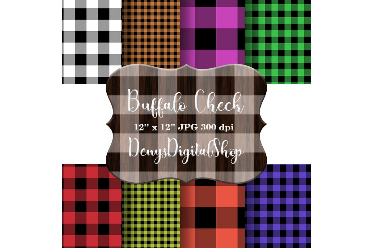 Buffalo Plaid Set, Digital Paper Backgrounds, Rustic, SALE example image 1