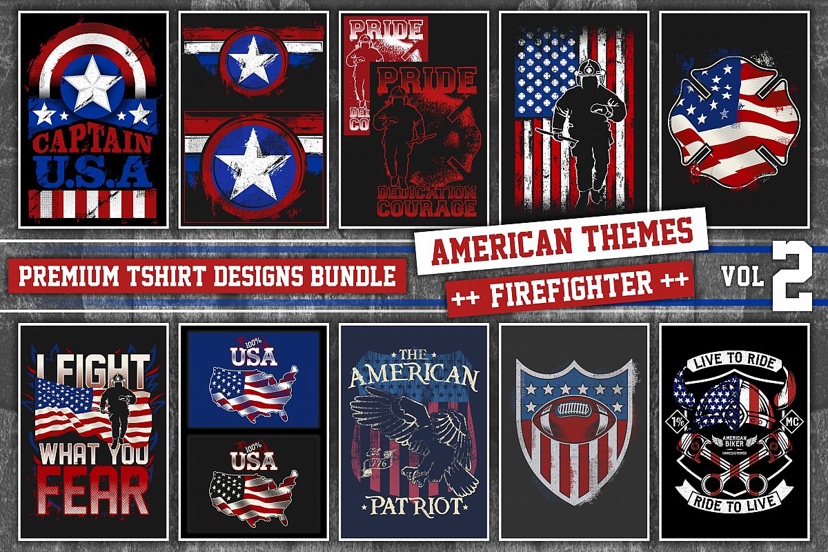 Bundle Premium T-Shirt Designs - American Fire.Dept - Vol ...