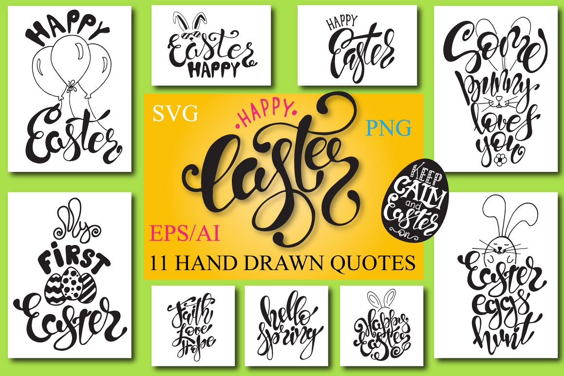 Easter quotes. Spring lettering set example image 1