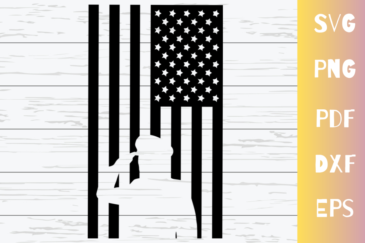 Salute American Flag SVG Cut File|PNG|EPS|DXF|PDF example image 1