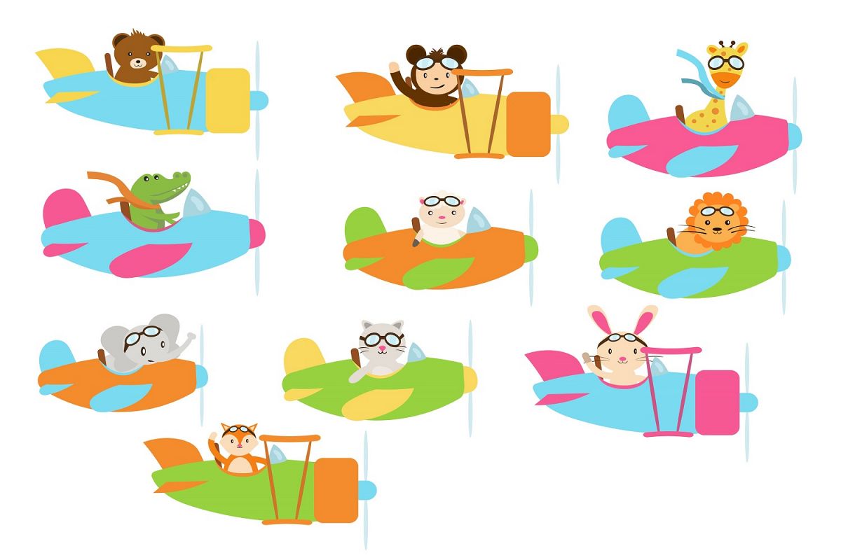 Cute Pilot Animals illustration Vector Pack example image 1