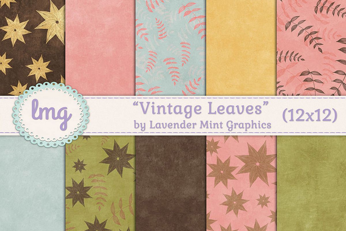 Vintage Leaves Digital Paper example image 1