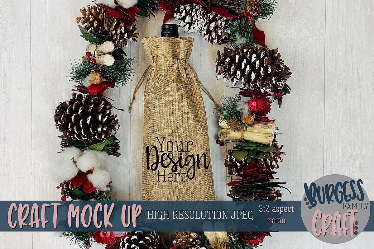 Christmas wine bag garland Craft mock up |High Res JPEG example image 1