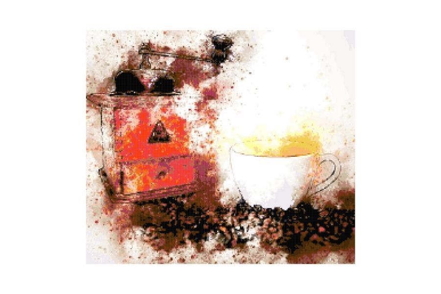 Watercolor Coffee Grinder Cross Stitch Pattern example image 1