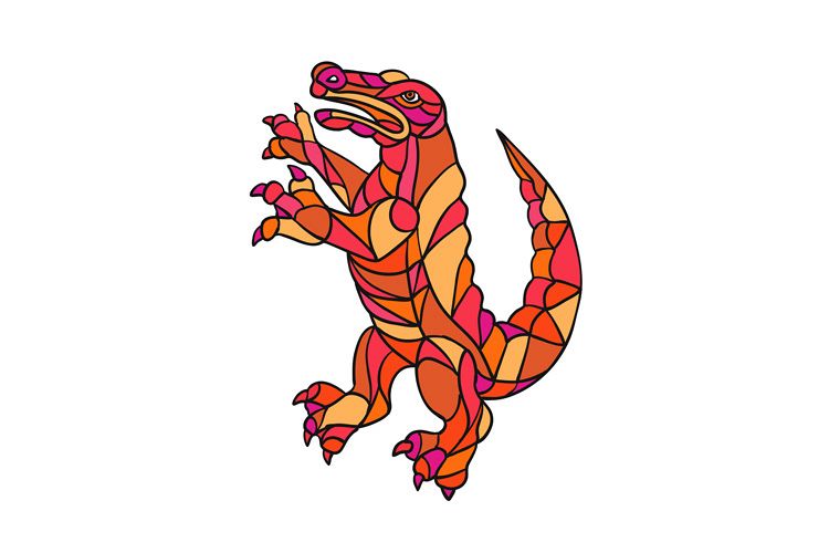 Crocodile Prancing Mosaic Color example image 1